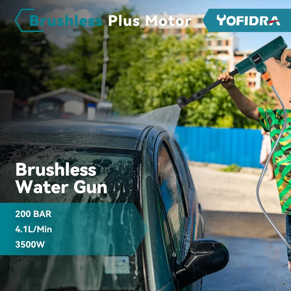 YOFIDRA 200Bar Brushless Electric High Pressure Washer Water Gun 6IN1 Cordless Car Washer Cleaning Garden For Makita Battery Pin - Shoppiline