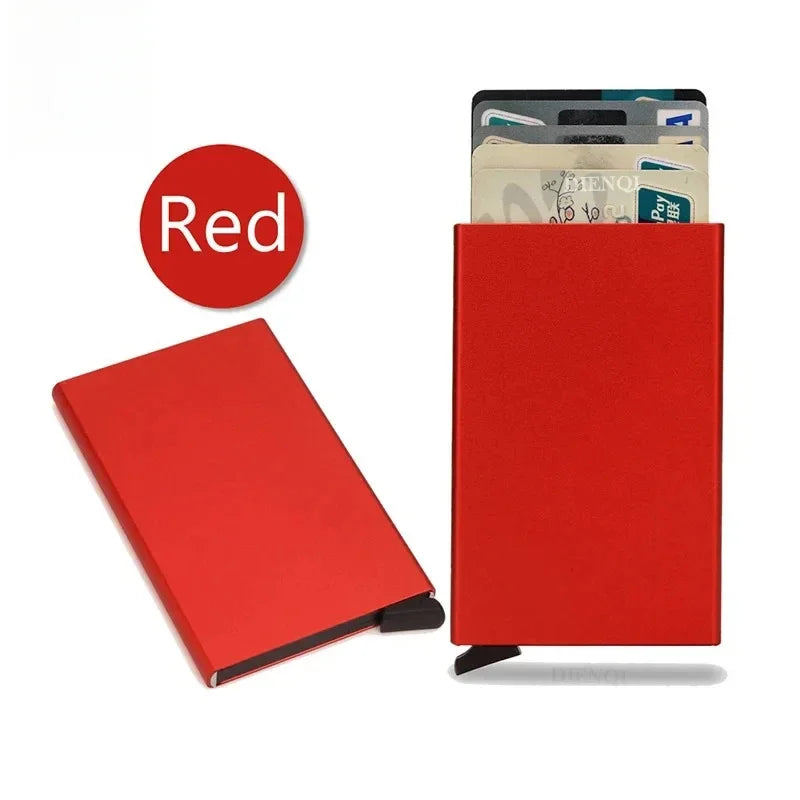 Small and Practical Pop Up Minimalist Smart Wallet Thin Slim RFID Credit Card Holder for Men Women Metal Purse Mini Wallets
