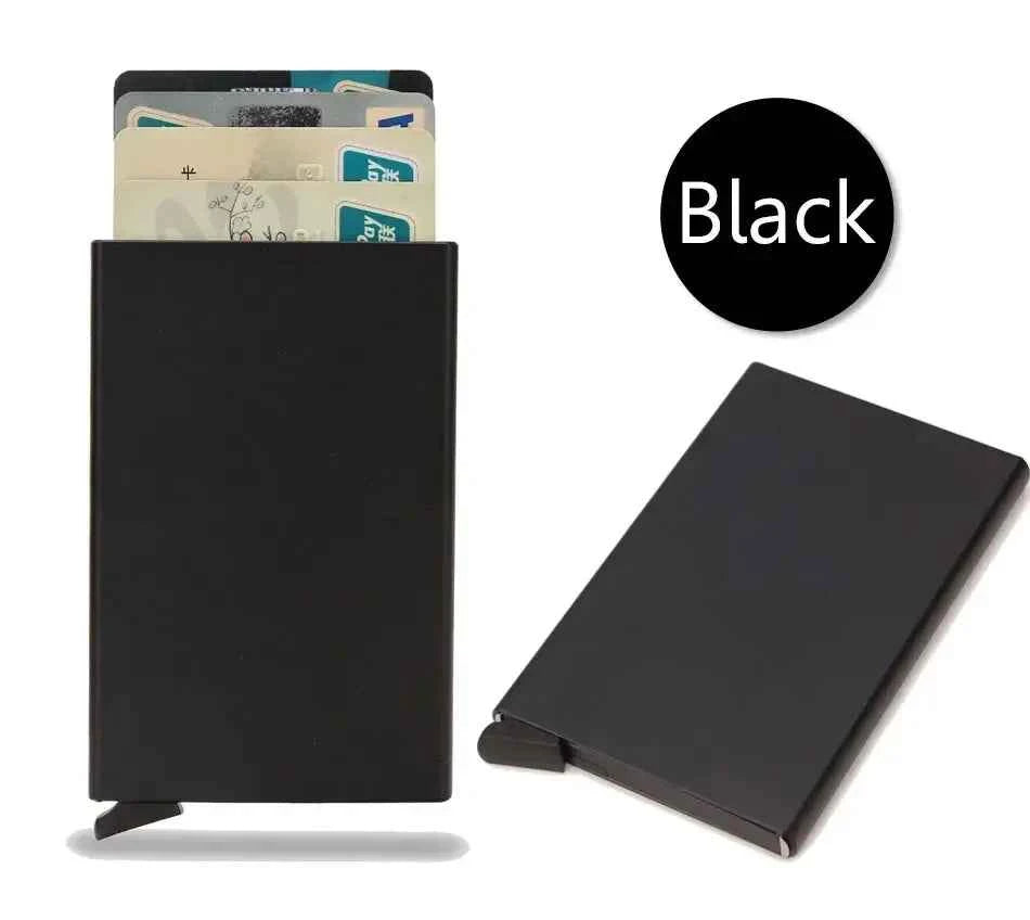 Rfid ultra-thin smart wallet for men and women, pop-up credit card holder, metal minimalist mini wallet