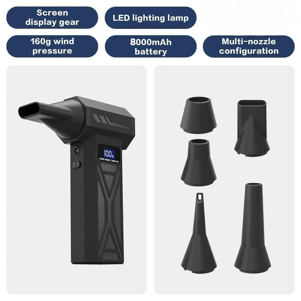 Powerful Air Blower 110000Rpm 4 Gear Adjustable Turbo Jet Blower With Led Light Battery Display Cordless Compressed Air Duster - Shoppiline