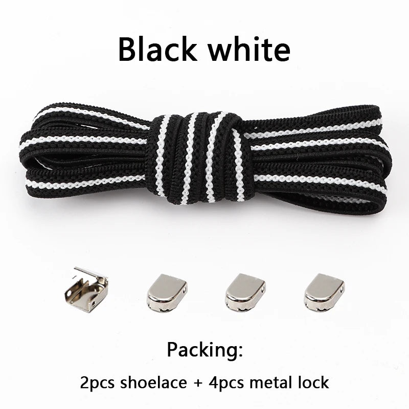 1 Paar Schnürsenkel ohne Binden, Metallschnallen, elastisch für Sneaker, Einheitsgröße für Erwachsene und Kinder, Schnell-Schnürsenkel, Lazy Sport Gummischnürsenkel