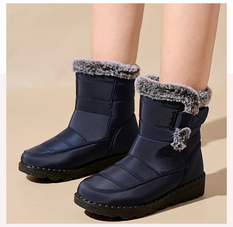 Winter Women Boots Waterproof Snow Boots Plus Size Casual Platform Ankel Boots Warm Fur Women Shoes Antislip Fashion Cotton Shoe