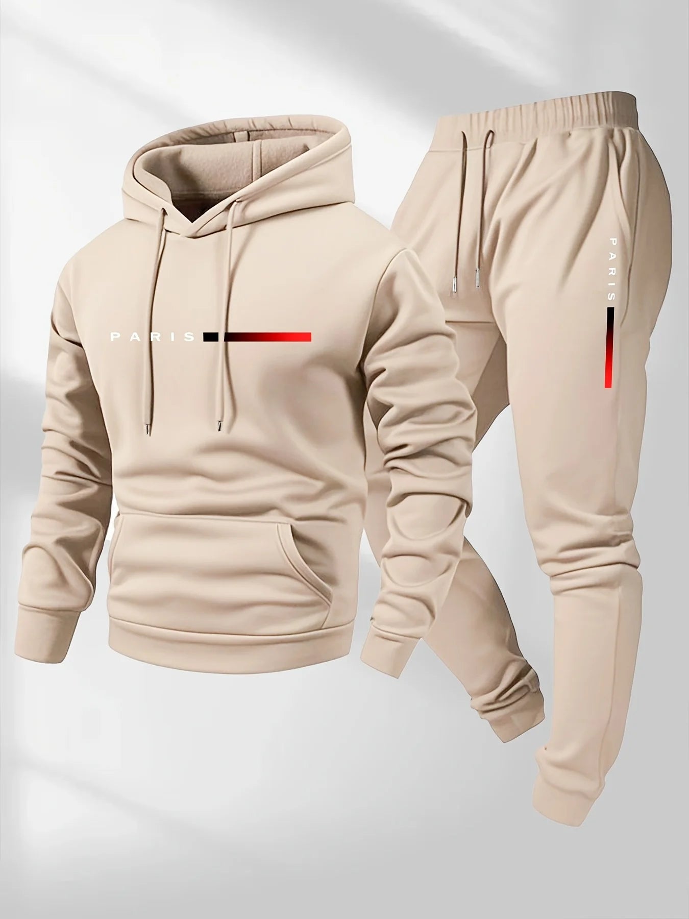 PARIS Buchstaben-Print Sweatshirt Anzug Herren Fleece Hoodie Hose Set Frühling Herbst Winter Warm Lässiger Sport Pullover Hosen Sets