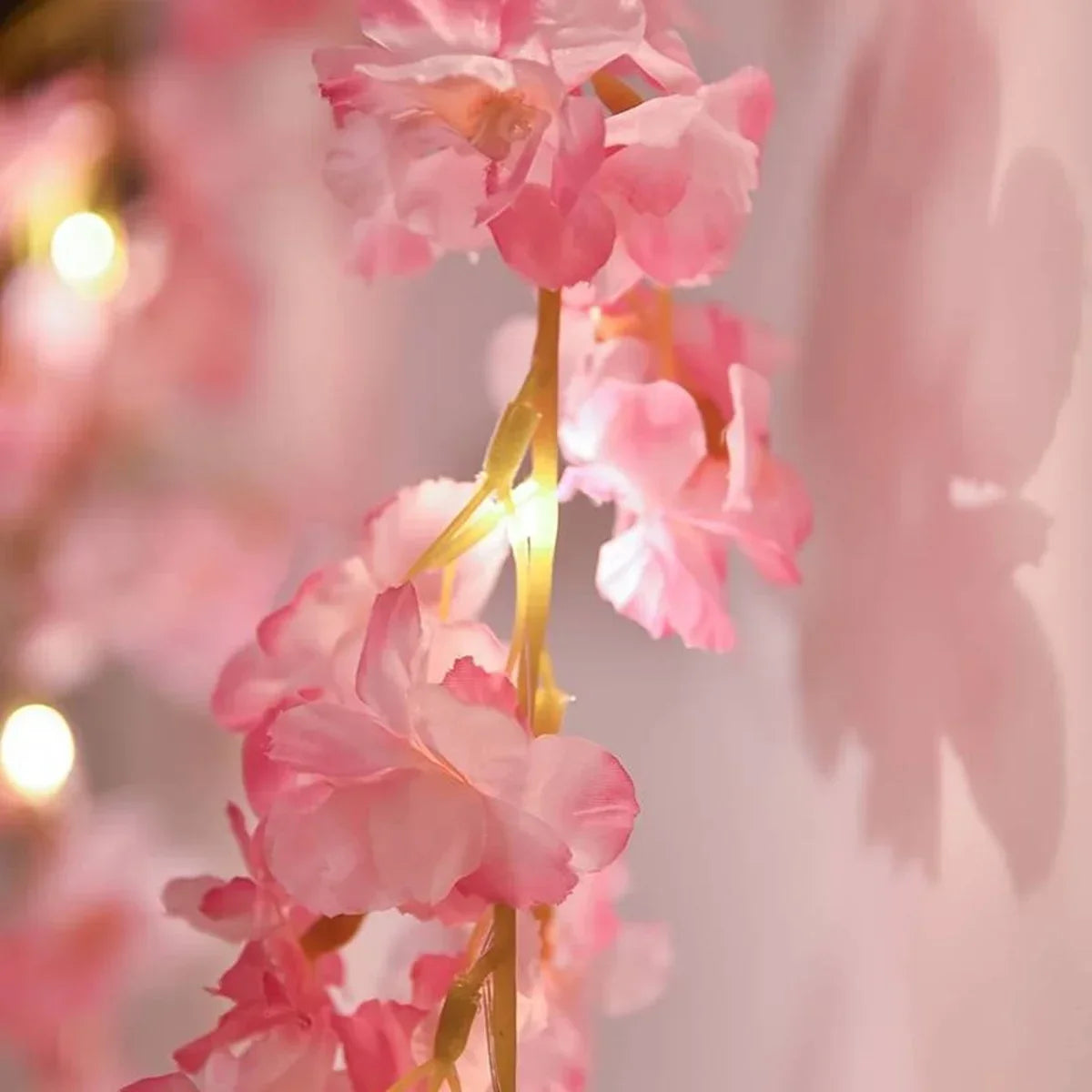 200cM 20LEDs Cherry Blossom Light Garland Artificial Flower Vines Fairy Lights for Bedroom Wedding Party Holiday Decoration