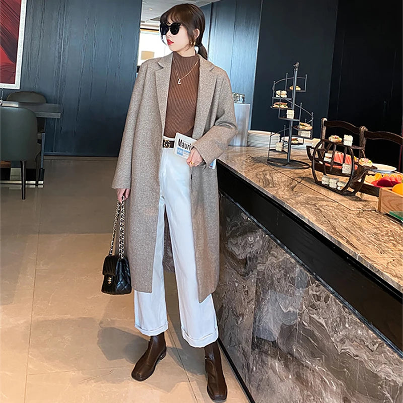 Nouveau pull élégant basique en maille unie pour femme, col roulé, manches longues, décontracté, coupe ajustée, mode simple et chic