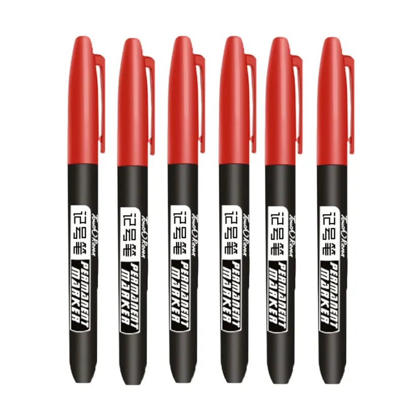 6 PCS Permanent Marker Pen Manga Drawing Markers Black Blue Red Waterproof Ink Sketch Pens Stationery Art School Supplies - Shoppiline