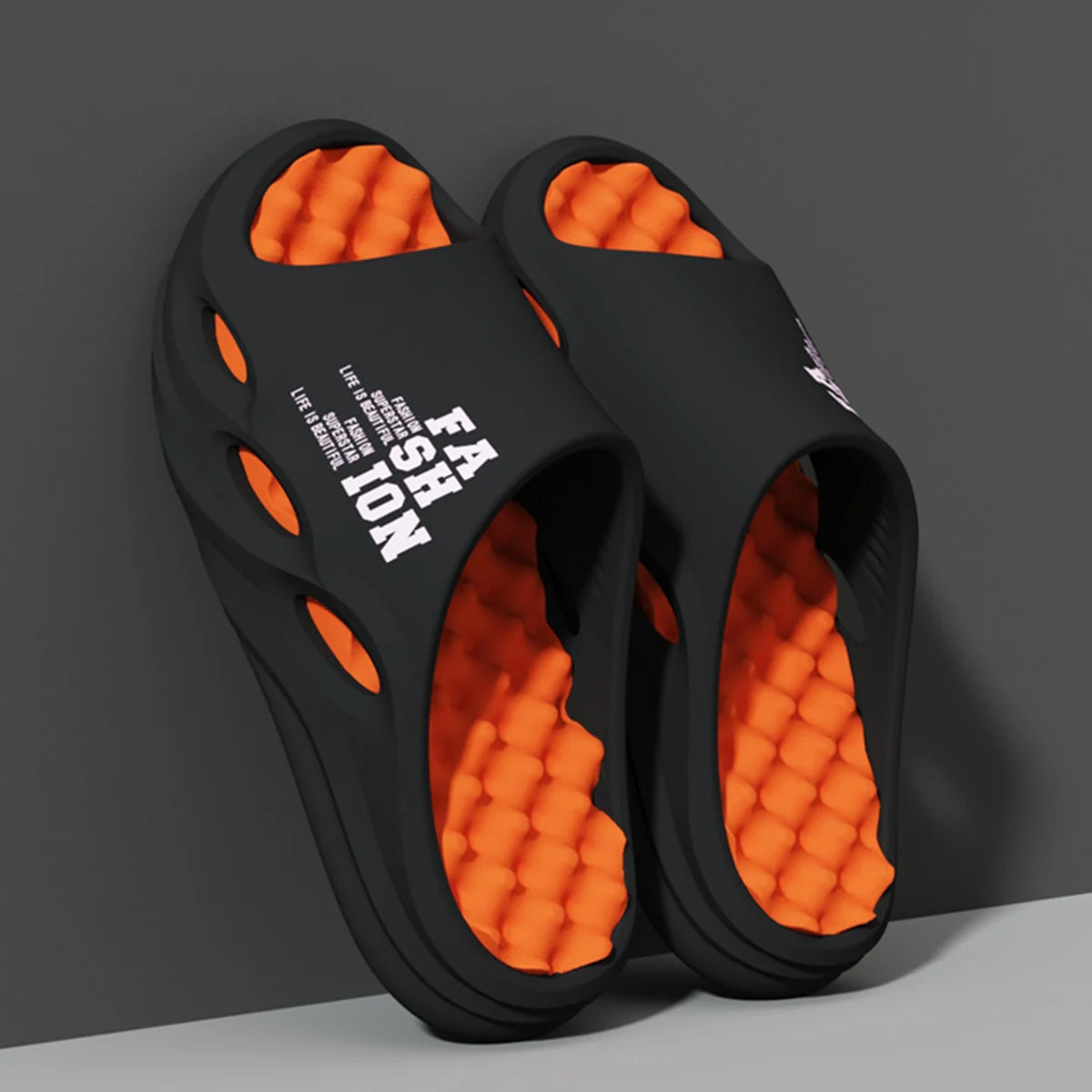 Men Fashion Massage Slippers Indoor/Outdoor Sandals Beach Flip Flop Thick Sole Male Slides Summer Non-Slip Men Shower Slippers