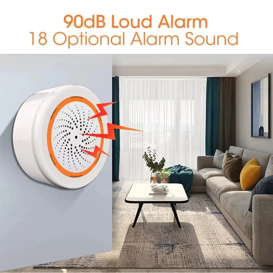 ONENUO Tuya Zigbee Smart Siren Alarm For Home Security with Strobe Alerts Support USB Cable Power and Built-in Battery - Shoppiline