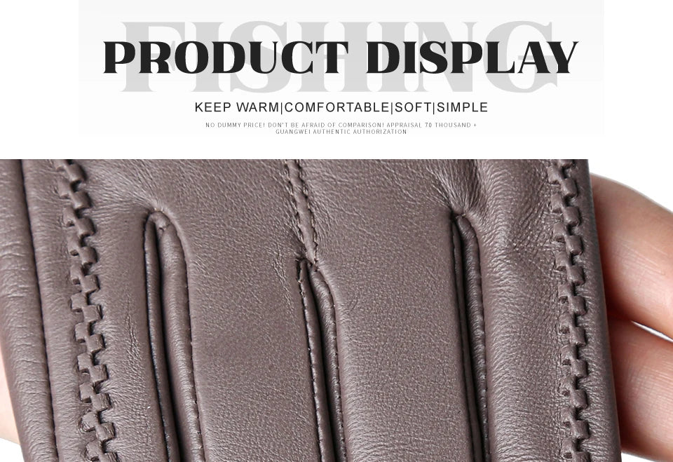Women's sheepskin gloves winter warm plus velvet short thin touch screen driving color women's leather gloves good quality -2226