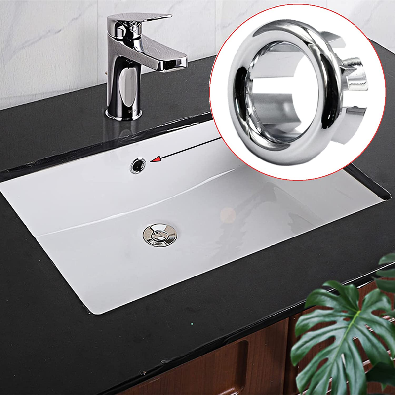 4Pcs Plastic Sink Hole Overflow Cover for Kitchen Bathroom Basin Trim Bath Drain Cap Sink Wash Basin Round Overflow Ring Plug