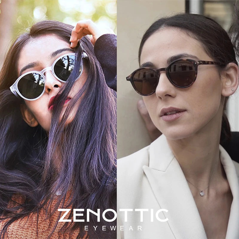 ZENOTTIC Lunettes de Soleil Rétro Polarisées 2023 2024 Hommes Femmes Vintage Petite Monture Ronde Lunettes de Soleil Verres Polarisés UV400 Nuance
