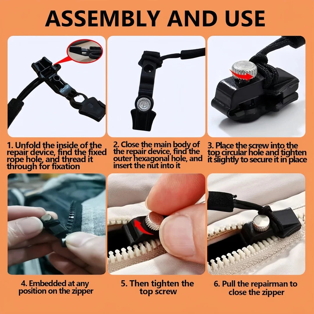 6/3pc Universal Zipper Lock Head Quick Installation Detachable Zipper Head for Jackets Luggage Bags Replacing Slider Lock Repair