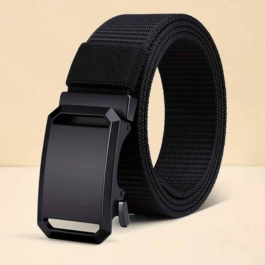 Quick Release Belt Automatic Buckle, Tactical Military Canvas Webbing for Men, Durable Outdoor Workwear Training Pants