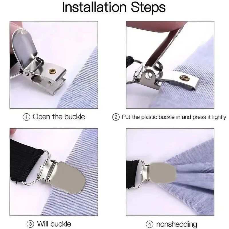 4PCS Double Clip Sheet Fasteners - Versatile Sheet Clips for Bed Sheets and Sofa Covers with Non-slip Adjustment