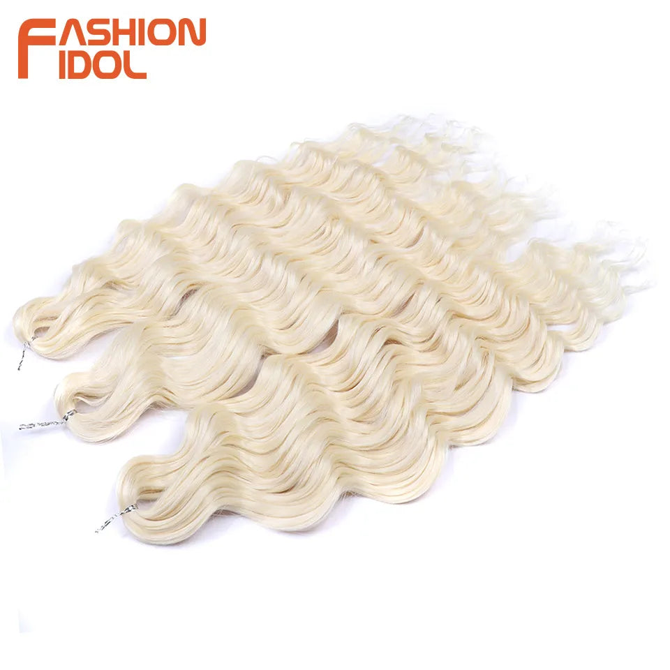Anna Hair Extensions synthétiques de tresses Loose Deep Wave 24 pouces, cheveux tressés ondulés, cheveux bouclés torsadés au crochet Ombré Blond
