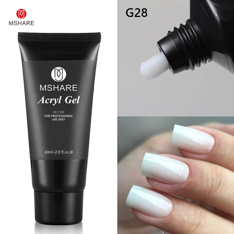 MSHARE Poly Nails Acryl Gel 60ml Builder UV Led Acrylgel Nagelverlängerungen Acryl Rosa Weiß Klar Acrylat HEMA TPO-freies Gel