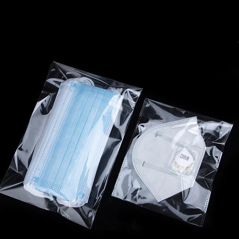 TETP 100Pcs Clear Self-Adhesive Resealable Waterproof OPP Plastic Bags 5Wires per Bag for Gift Food Candy Packaging Cellophane S