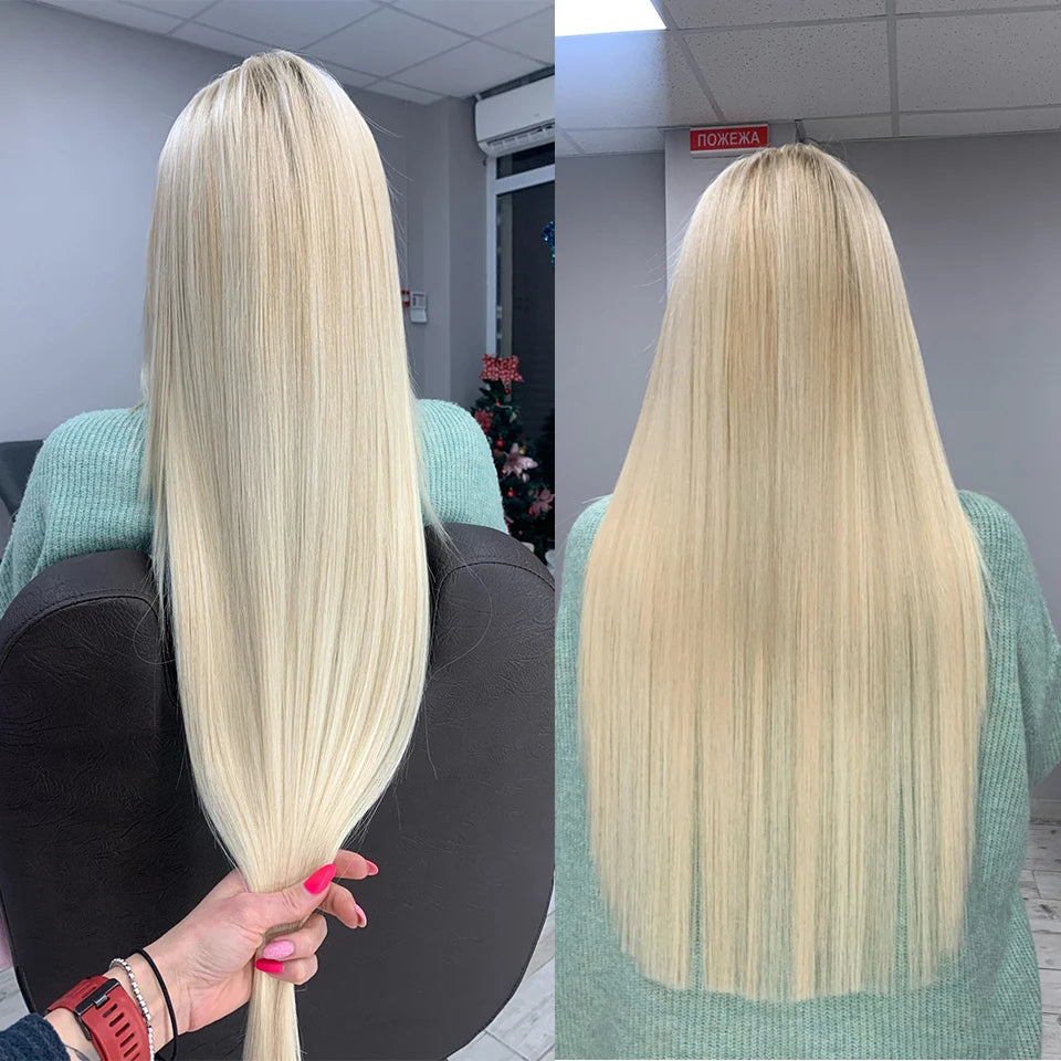 Bone Straight Hair Bundles Salon Natural Hair Extensions Fake Fibers Super Long Synthetic Yaki Straight Hair Weaving Full to End