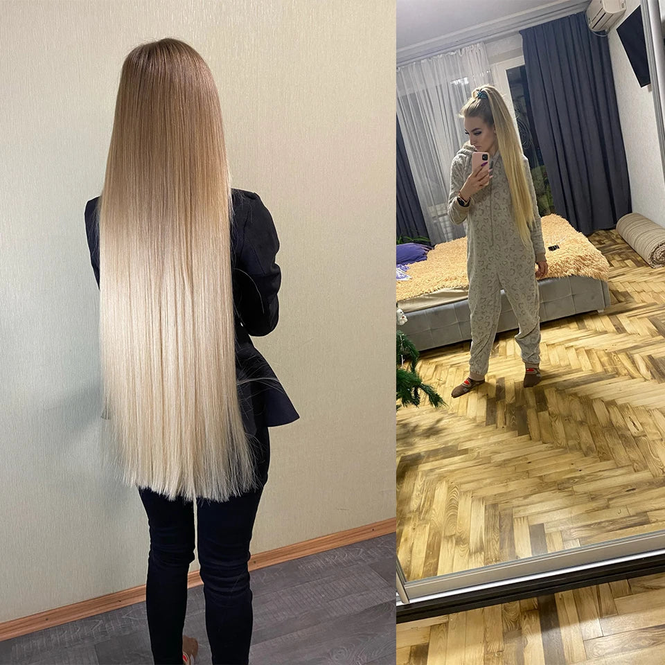 Bone Straight Hair Bundles Salon Natural Hair Extensions Fake Fibers Super Long Synthetic Yaki Straight Hair Weaving Full to End
