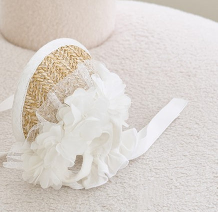 Lace Straw Sun Hat Dog Pet Rope Pig Nose Button Adjustable Hat