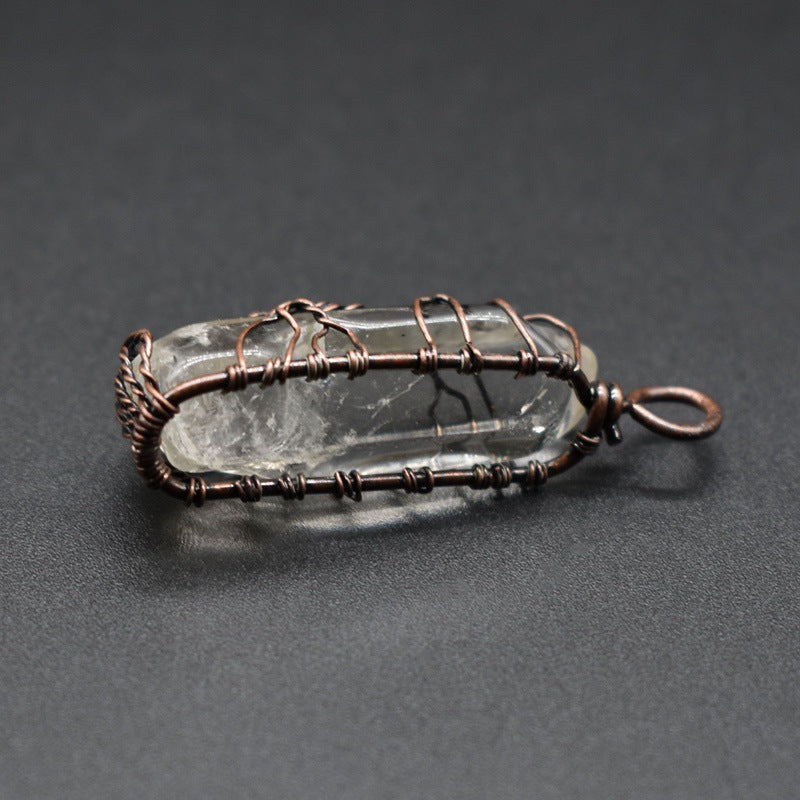 Collier Tendance Ins avec Pendentif Arbre de Vie en Cristal de Pierre à Succès Commercial