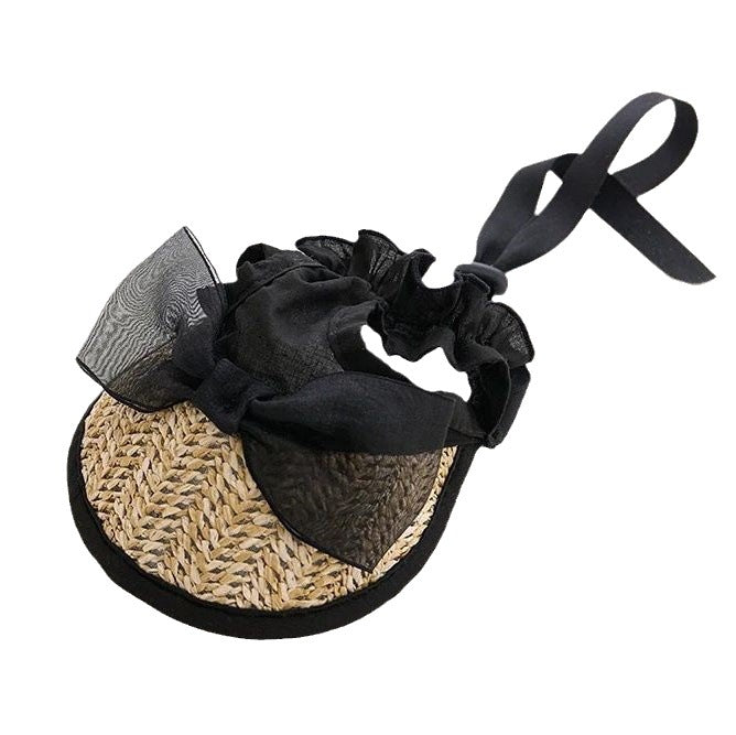 Lace Straw Sun Hat Dog Pet Rope Pig Nose Button Adjustable Hat