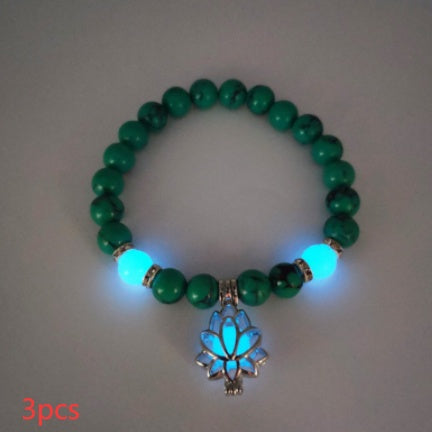 Energie Leuchtender Lotus Naturstein Armband Yoga Heilung Leuchtendes Armband im Dunkeln Leuchtende Perlen Armband Für Männer Frauen Gebet Buddhismus