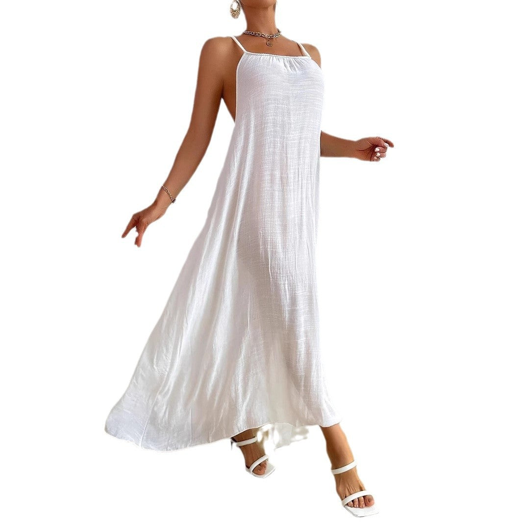 Beach Vacation Beach Dress Halterneck Backless Flowy Design-Driven Niche Style Skirt