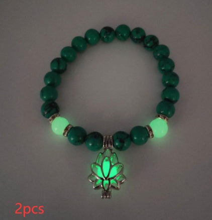 Energie Leuchtender Lotus Naturstein Armband Yoga Heilung Leuchtendes Armband im Dunkeln Leuchtende Perlen Armband Für Männer Frauen Gebet Buddhismus