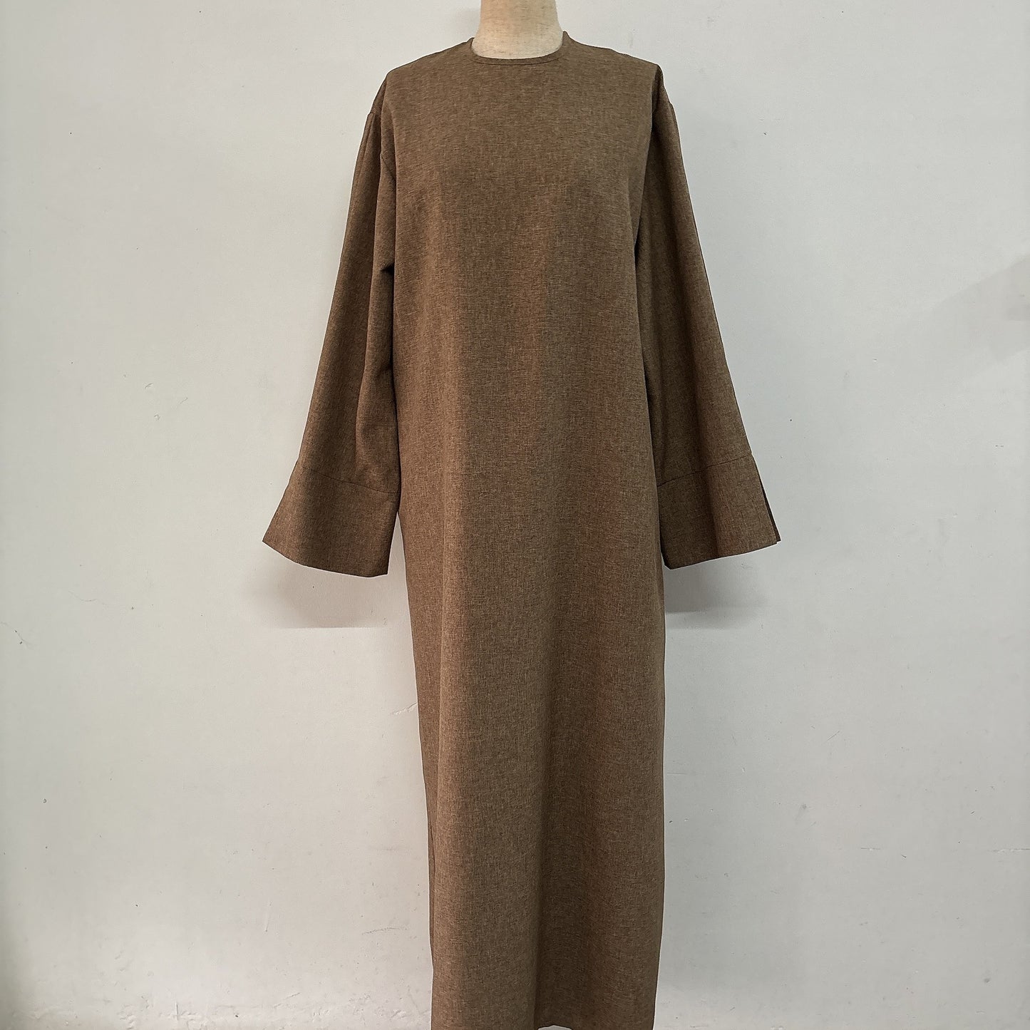 Round-neck Simple Solid-color Loose-fitting Straight-cut Elegant Dress