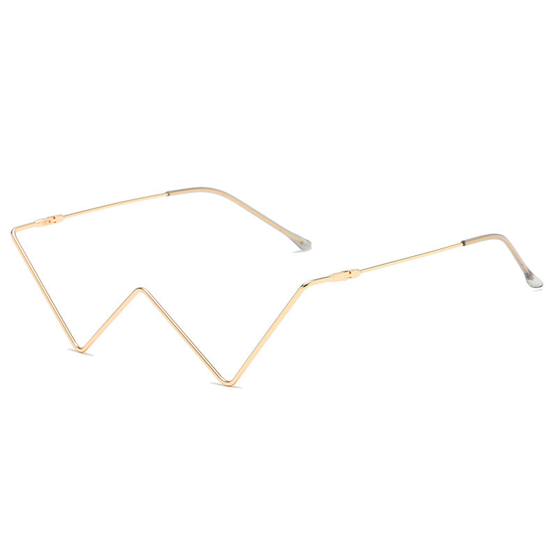 Metal Diamond-studded Glasses Half-frame Street Shooting V-shaped Decorative Frame