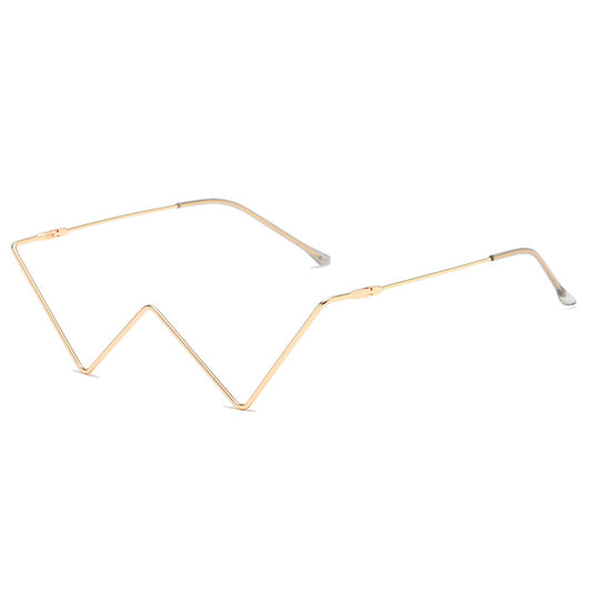 Metal Diamond-studded Glasses Half-frame Street Shooting V-shaped Decorative Frame