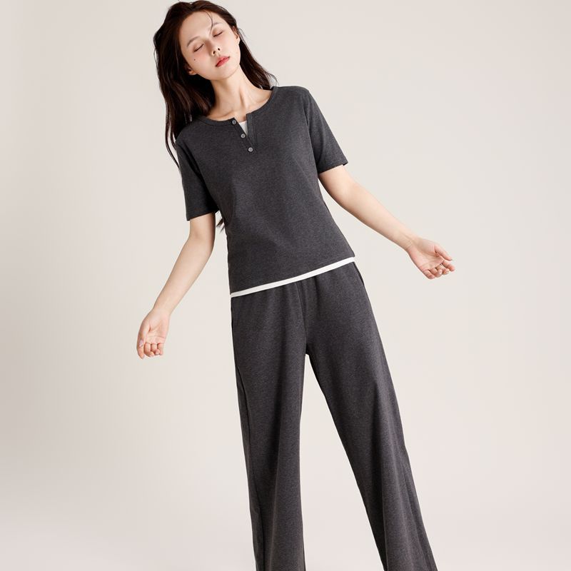 Super Soft Women's Pullover Fake Two-piece Spliced Pajamas