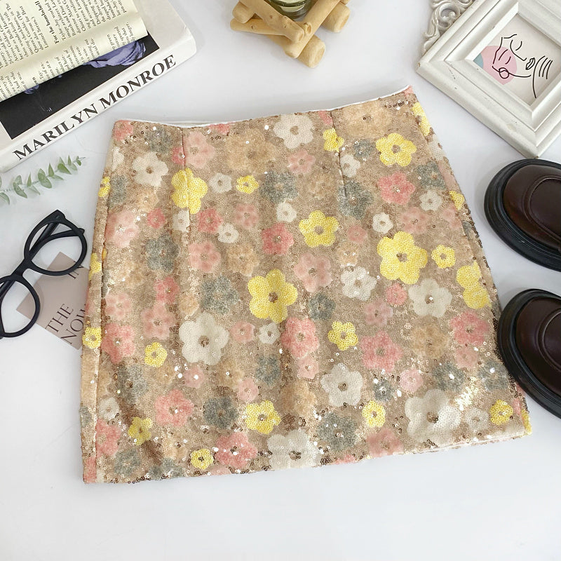 Mini-jupe fourreau fleurie pour femme