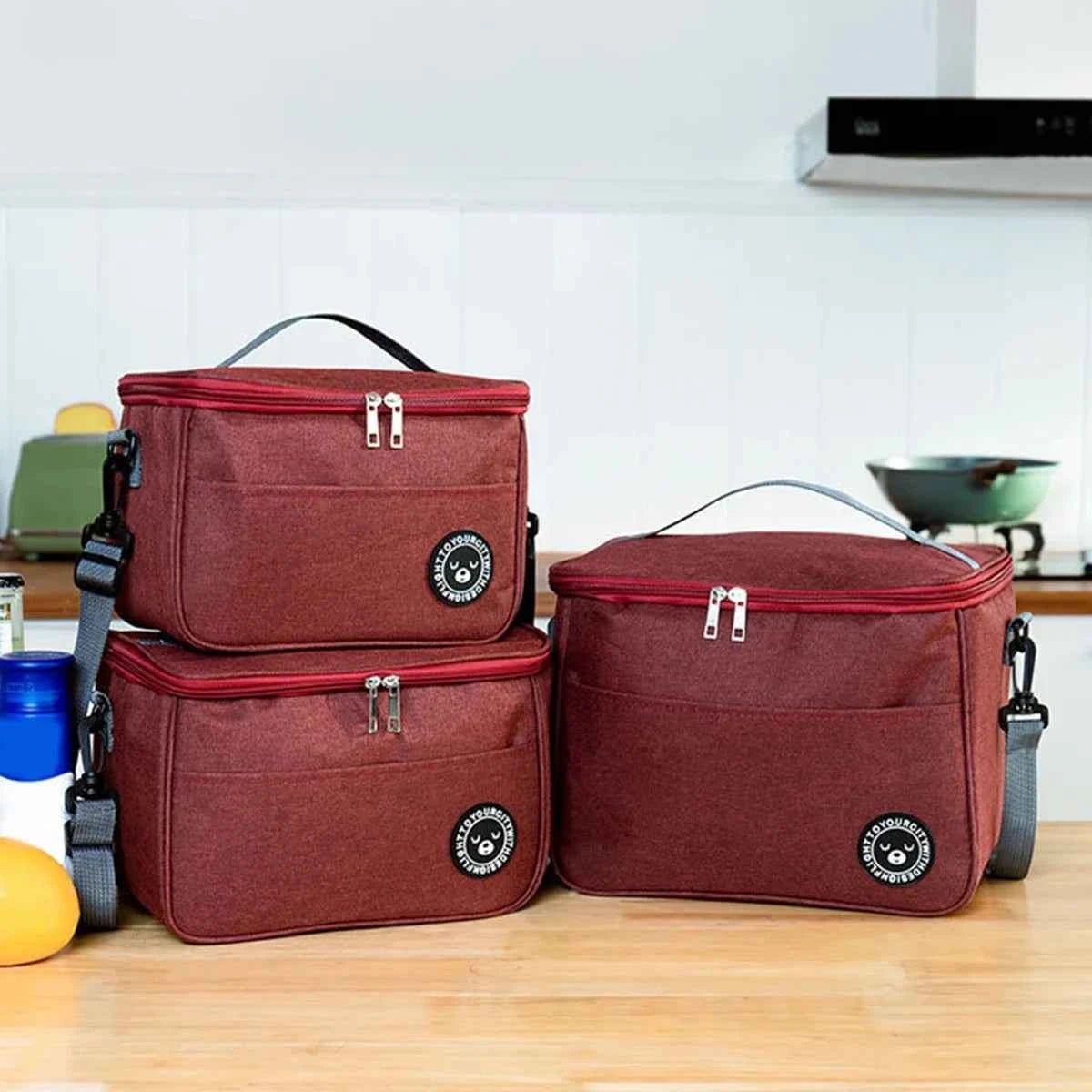 Capacity hand - held with shoulder strap insulated bag, lunch box bag, student thickened waterproof lunch bag。 - Shoppiline