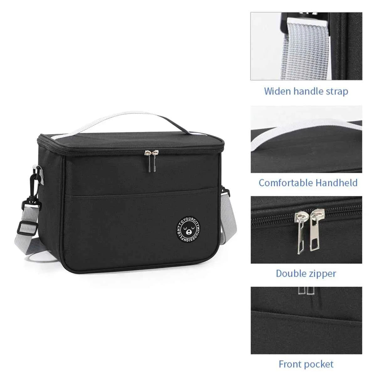 Capacity hand - held with shoulder strap insulated bag, lunch box bag, student thickened waterproof lunch bag。 - Shoppiline