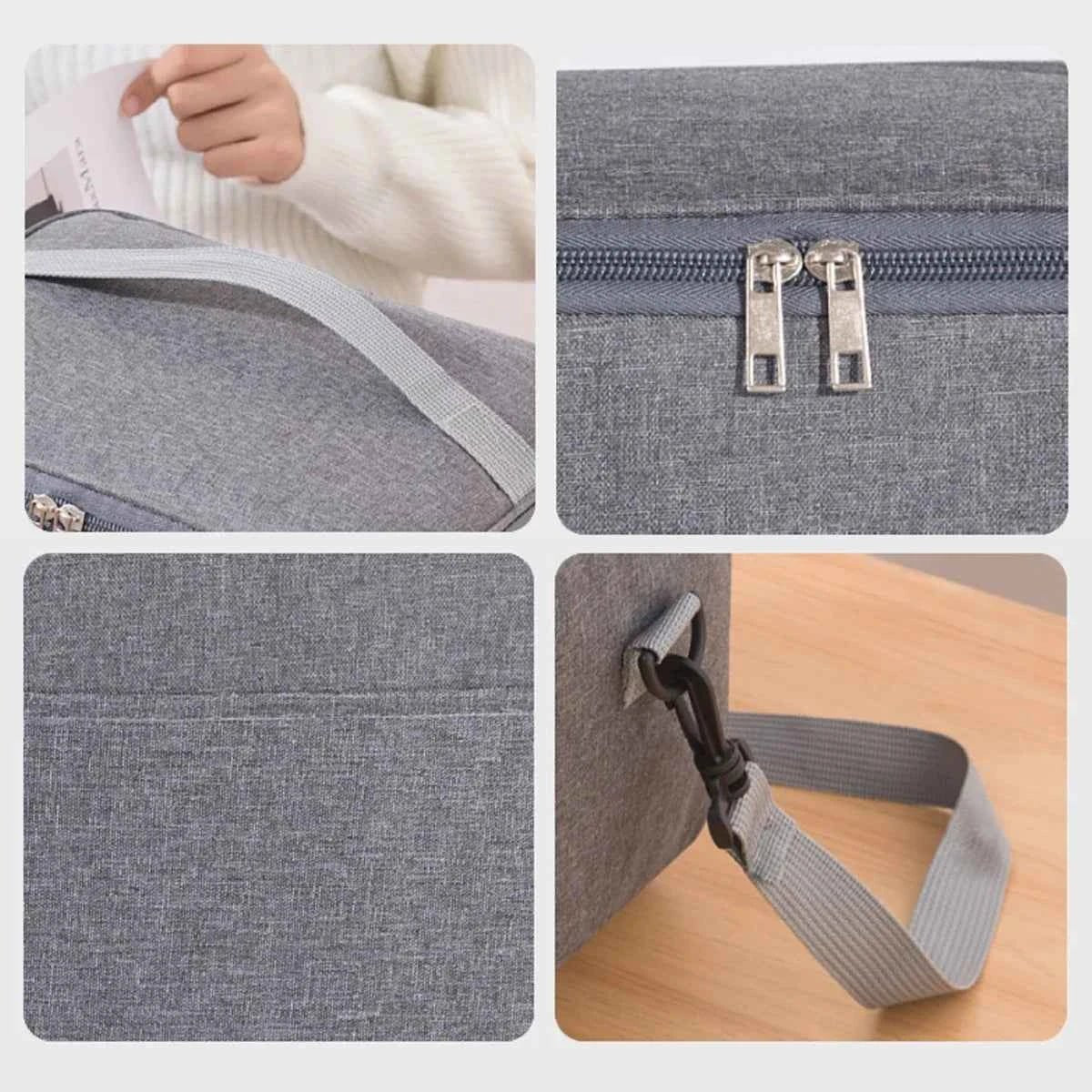 Capacity hand - held with shoulder strap insulated bag, lunch box bag, student thickened waterproof lunch bag。 - Shoppiline