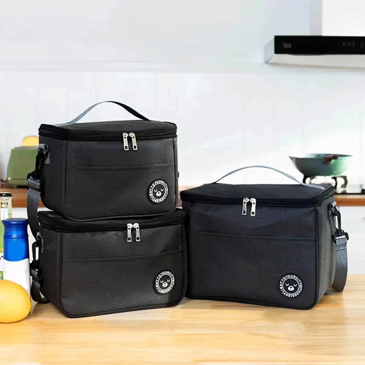 Capacity hand - held with shoulder strap insulated bag, lunch box bag, student thickened waterproof lunch bag。 - Shoppiline
