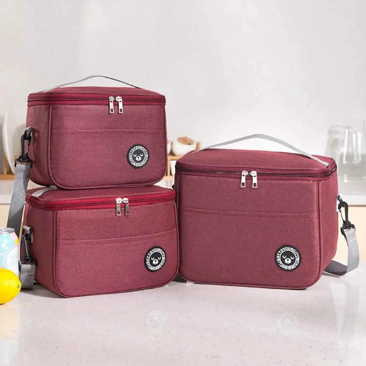 Capacity hand - held with shoulder strap insulated bag, lunch box bag, student thickened waterproof lunch bag。 - Shoppiline