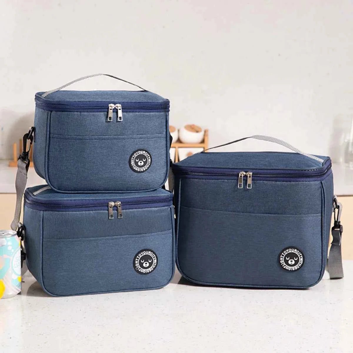 Capacity hand - held with shoulder strap insulated bag, lunch box bag, student thickened waterproof lunch bag。 - Shoppiline