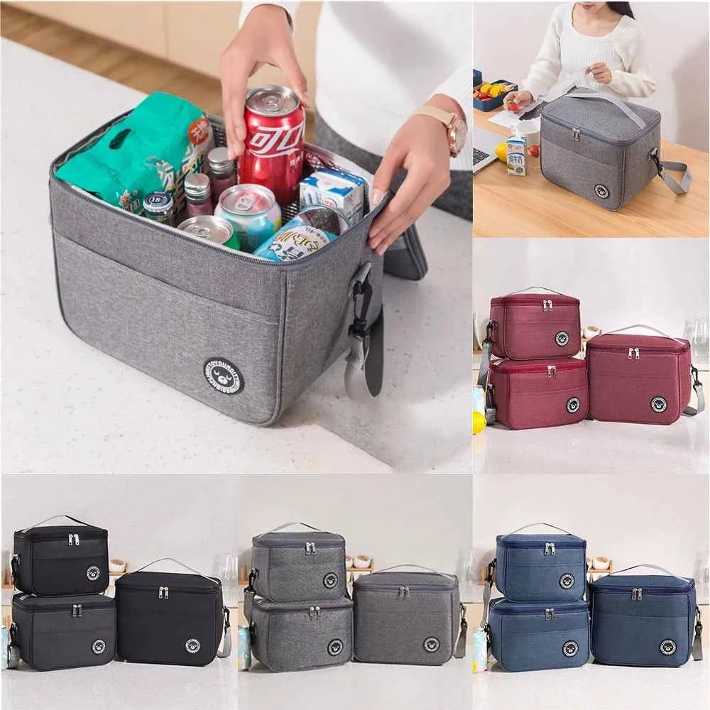 Capacity hand - held with shoulder strap insulated bag, lunch box bag, student thickened waterproof lunch bag。 - zmt - Shoppiline