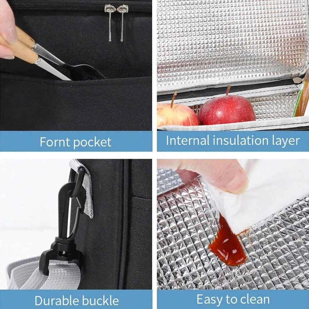 Capacity hand - held with shoulder strap insulated bag, lunch box bag, student thickened waterproof lunch bag。 - zmt - Shoppiline