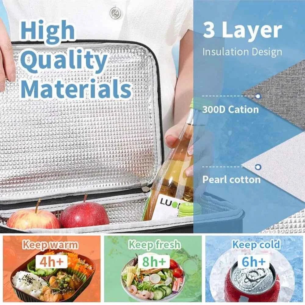 Capacity hand - held with shoulder strap insulated bag, lunch box bag, student thickened waterproof lunch bag。 - zmt - Shoppiline