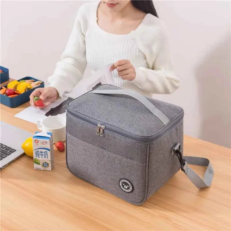Capacity hand - held with shoulder strap insulated bag, lunch box bag, student thickened waterproof lunch bag。 - zmt - Shoppiline