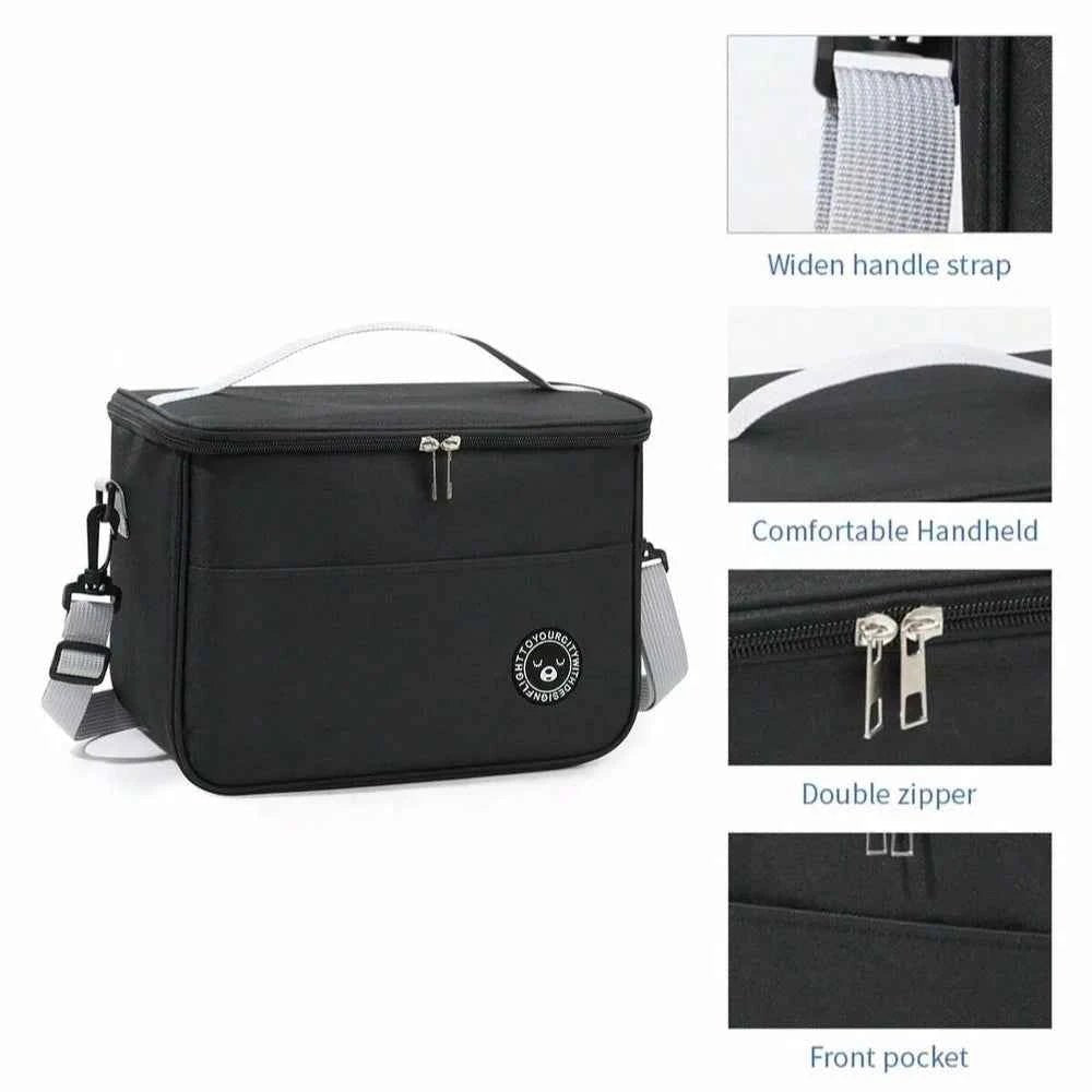 Capacity hand - held with shoulder strap insulated bag, lunch box bag, student thickened waterproof lunch bag。 - zmt - Shoppiline