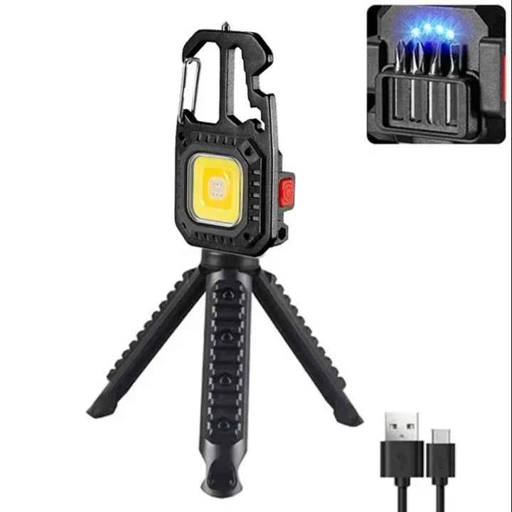 COB Keychain Work Light with Battery Display 8 Mode Rechargeable High Lumens Portable LED Light for Camping Hiking Running - Shoppiline