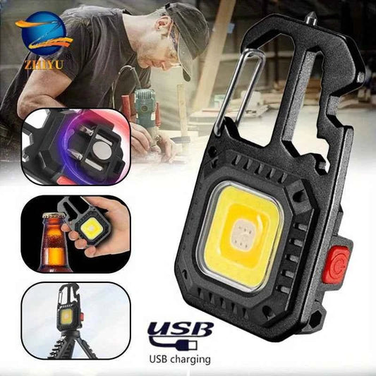 COB Keychain Work Light with Battery Display 8 Mode Rechargeable High Lumens Portable LED Light for Camping Hiking Running - Shoppiline