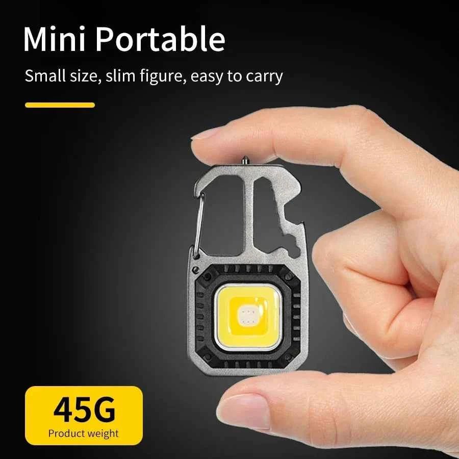 COB Keychain Work Light with Battery Display 8 Mode Rechargeable High Lumens Portable LED Light for Camping Hiking Running - Shoppiline