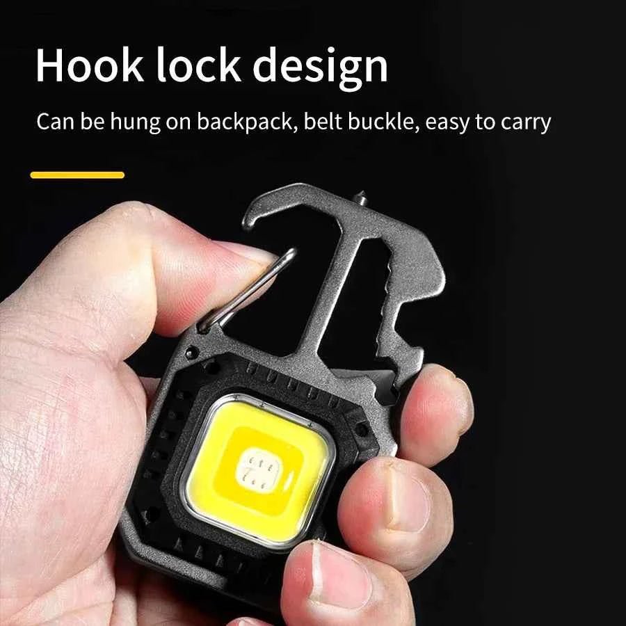 COB Keychain Work Light with Battery Display 8 Mode Rechargeable High Lumens Portable LED Light for Camping Hiking Running - Shoppiline