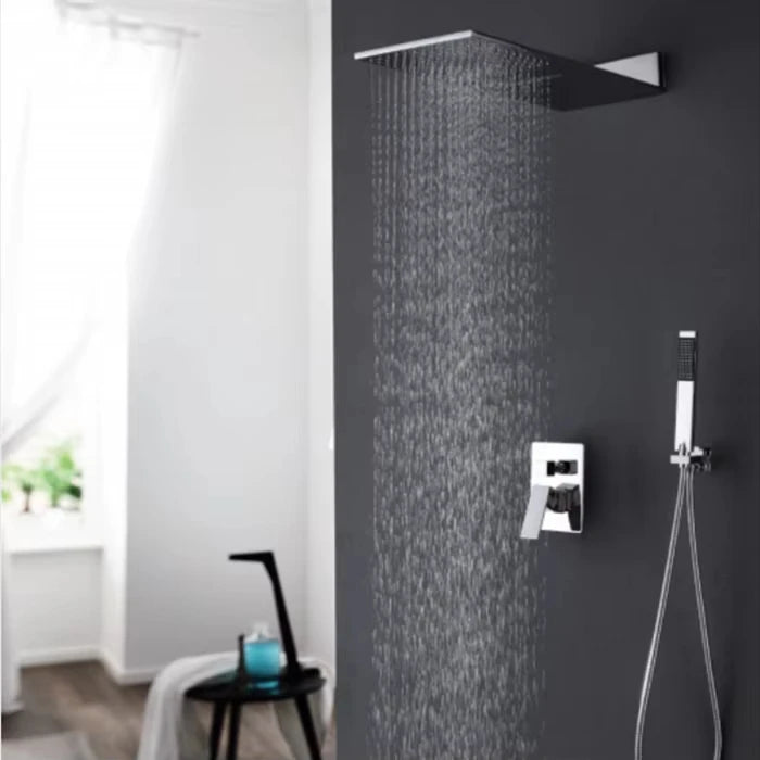 Concealed in Wall Mounted square Brass 2 Handle Hot Cold Water Thermostatic Shower Mixer Valve